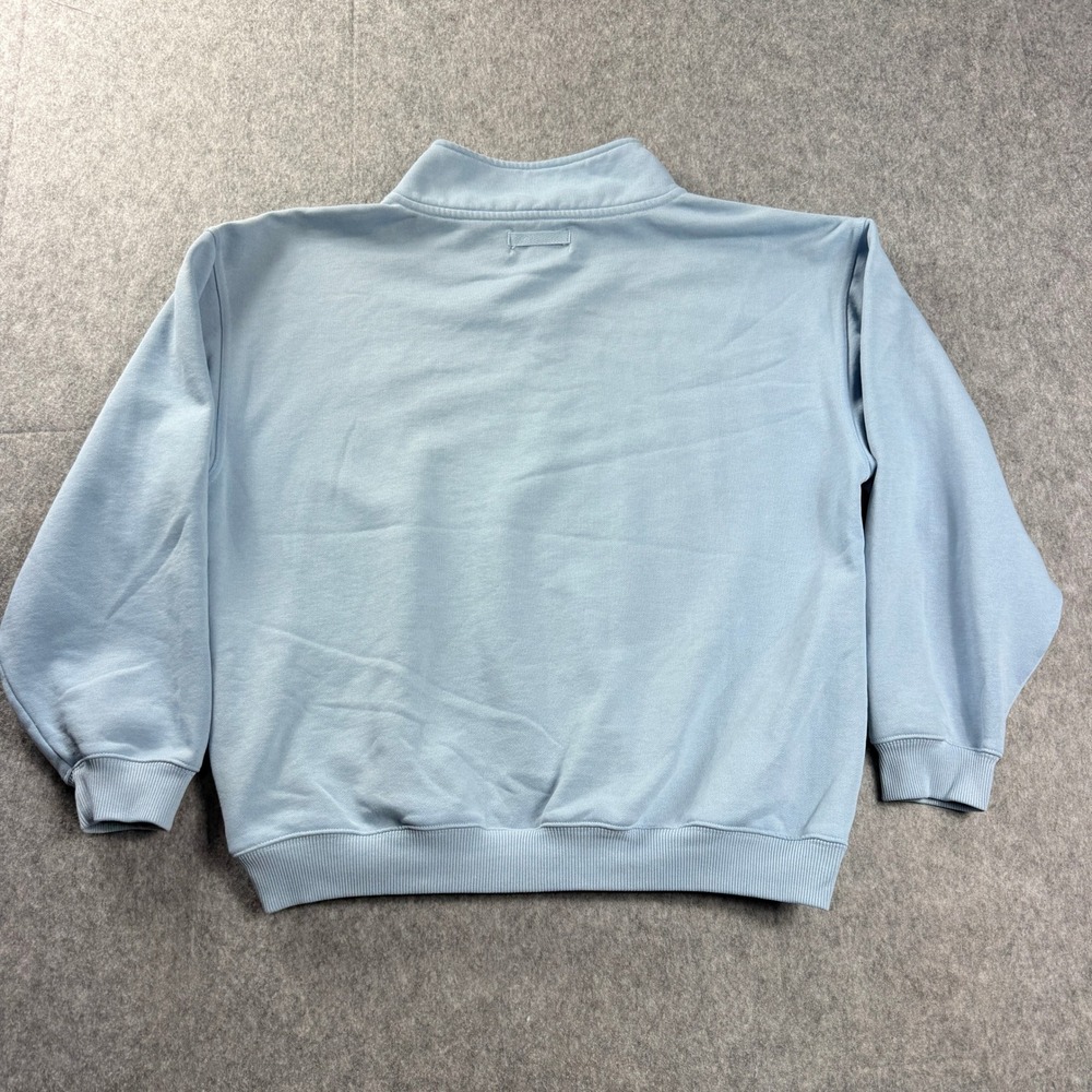 Vintage Orvis Mens Sweatshirt XL Light Blue Quarter Zip Elbow Patches Golf Logo - Picture 5 of 10